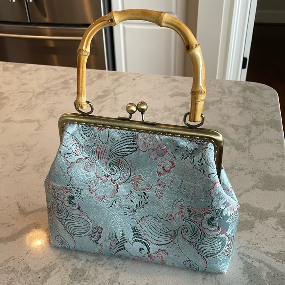 Bamboo Top Handle Floral Bag